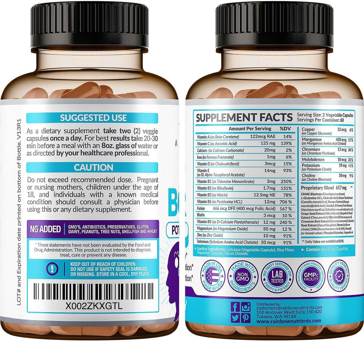 40-in-1 Brain Booster Supplements for Memory, Focus, Clarity, Energy, Performance | Natural Nootropic Brain Support Supplement with DMAE, Bacopa Monnieri & More | For Men & Women | 120 Veggie Capsules - görsel 8