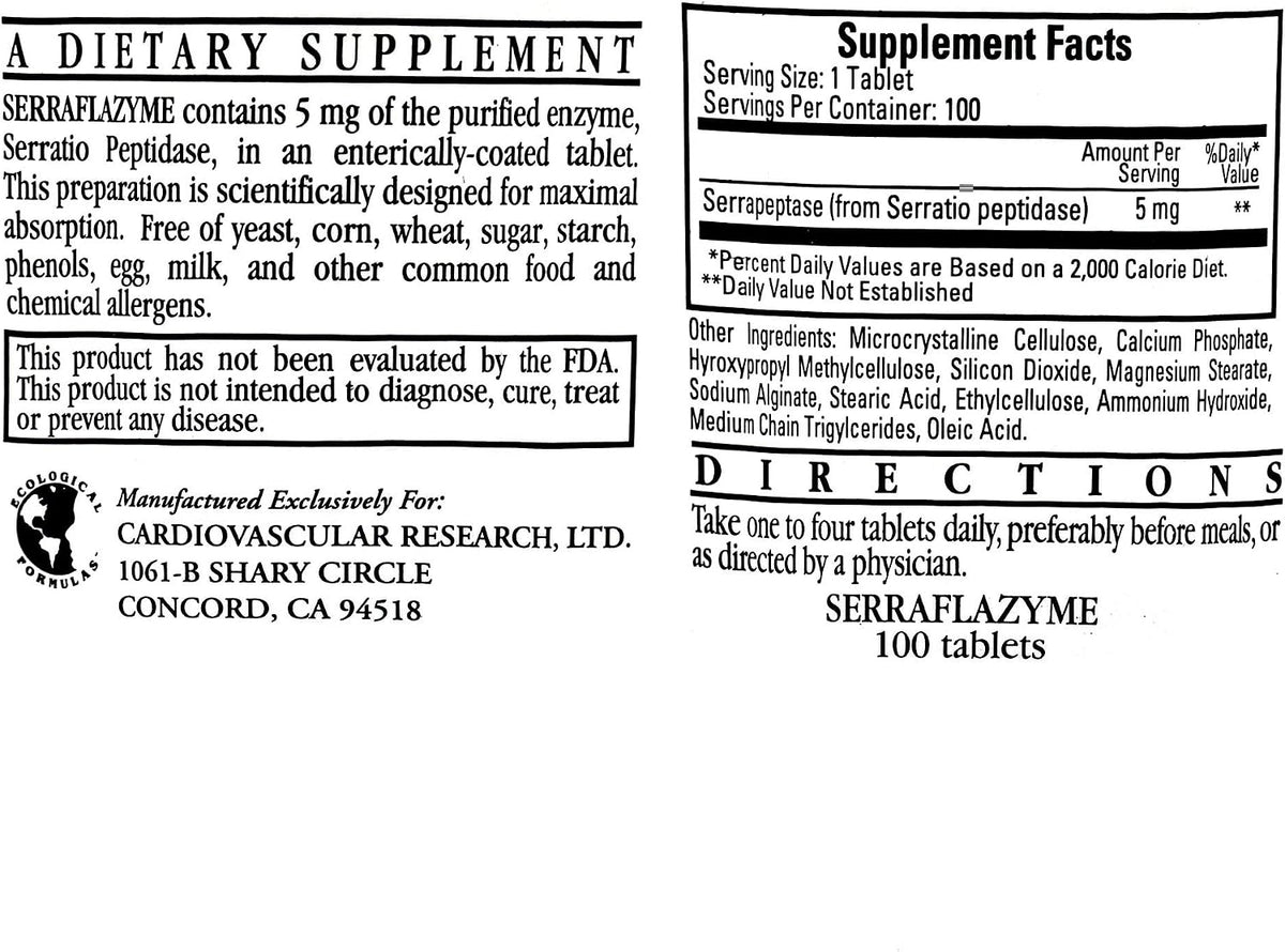 Serraflazyme (Serratia Peptidase 5mg) – 100 Tablets, Pack of 4 - görsel 2