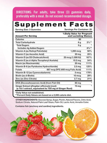 Nature's Truth Prenatal Multivitamin Gummies with DHA & Folic Acid - 60 Count - Fruit Flavour - Non-GMO & Gluten-free