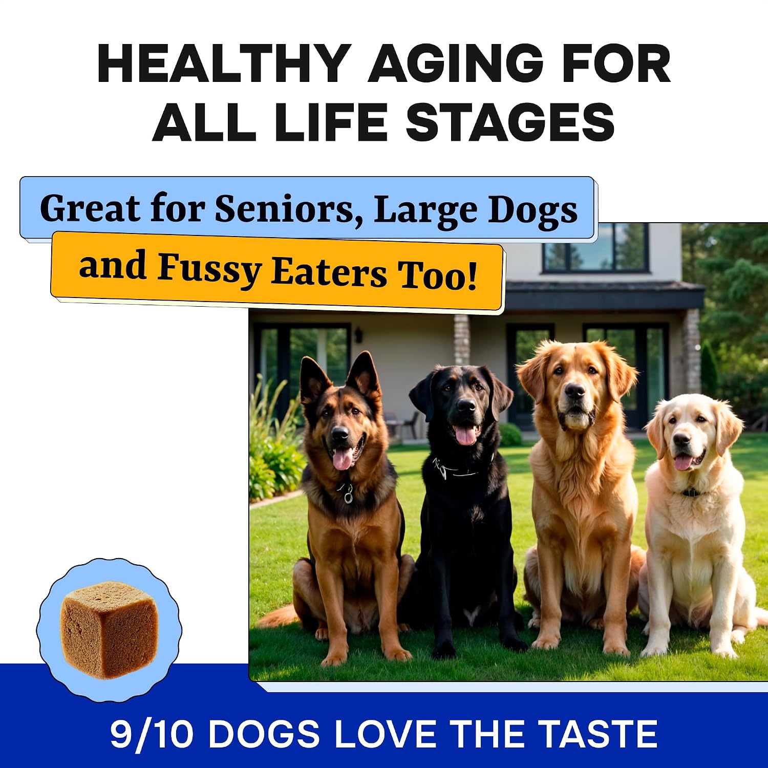 Dog Vitamins + Glucosamine - Chewable Multivitamins + Probiotics, Omega - Hip & Joint Support, Skin & Coat, Gut Health - Adult & Senior - Large & Small Breed - 120 Chews - görsel 7