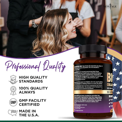 NEW AGE Biotin Collagen Keratin Hyaluronic Acid – Hair Growth Supplements for Men and Women, Nails, Hair and Skin Support with DHT Blocker, Vitamin E, Folic Acid, Pumpkin Seed, MSM – 270 Count