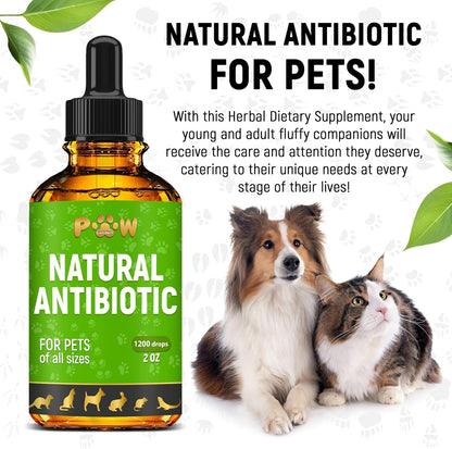 Golden Paw Natural Antibiotics for Dogs and Cats – Organic Liquid Immune Support Drops (60 ml)
