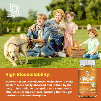 GONGOTA Calcium Citrate Gummies with Vitamin D3 - 120 Gummies