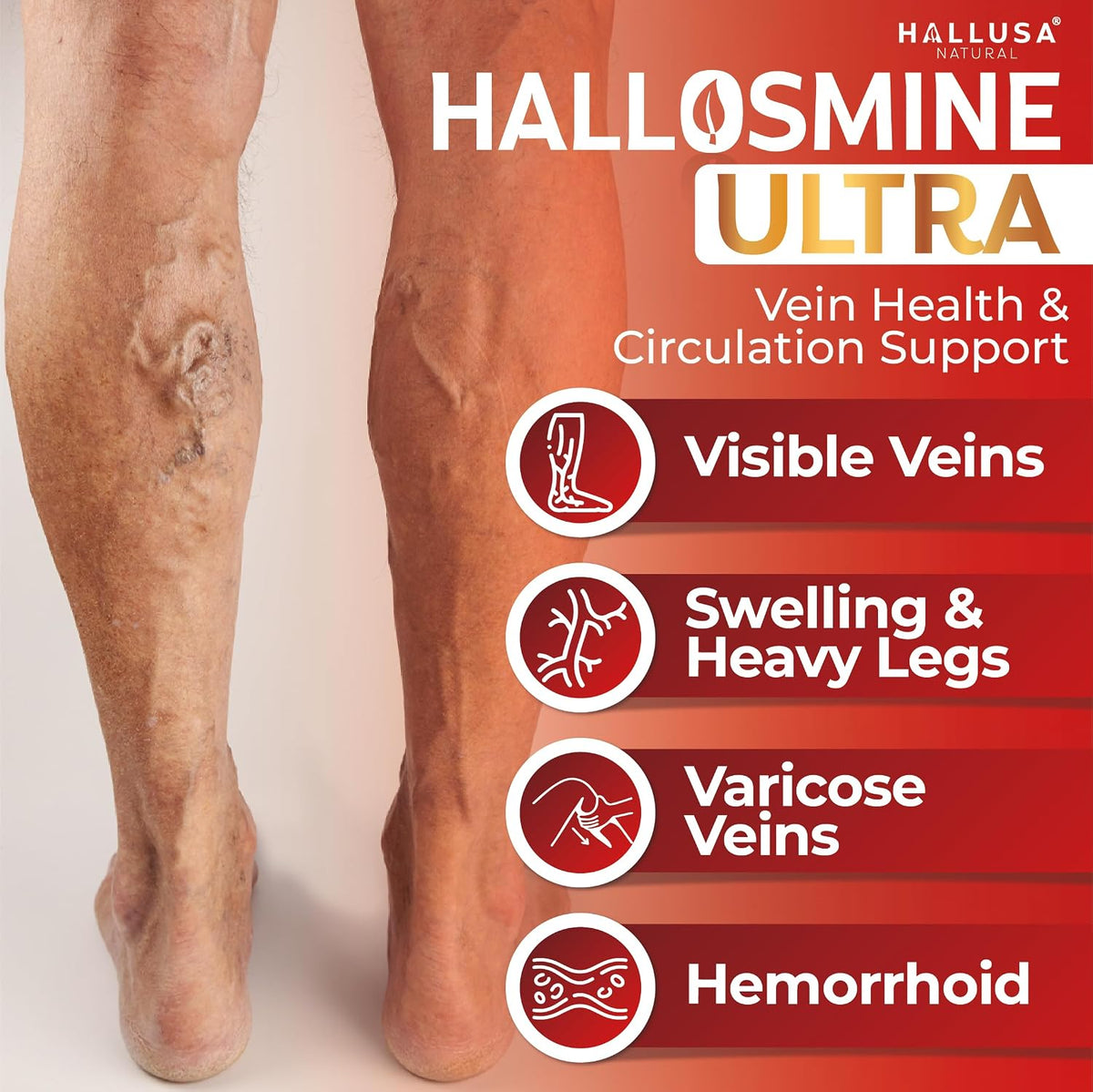 Hallusa Natural Hallosmine Ultra Diosmin 500mg & Hesperidin 150mg – Blood Circulation Support, 60 Capsules - görsel 4
