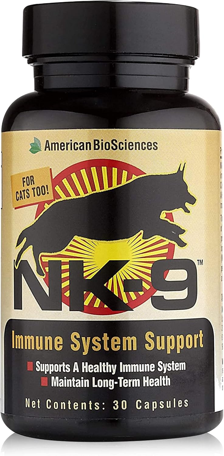 American BioSciences NK-9 AHCC Food Supplement for Dogs and Cats – Immune Support – 30 Capsules - görsel 1