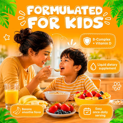 Neurobion Kids B Complex Liquid - Effective Multivitamin for Children - 250 ml