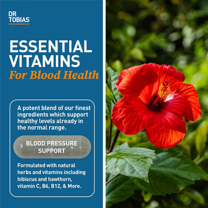 Dr. Tobias Blood Pressure Support – Hawthorn, Hibiscus, Olive Leaf & Garlic – 90 Capsules