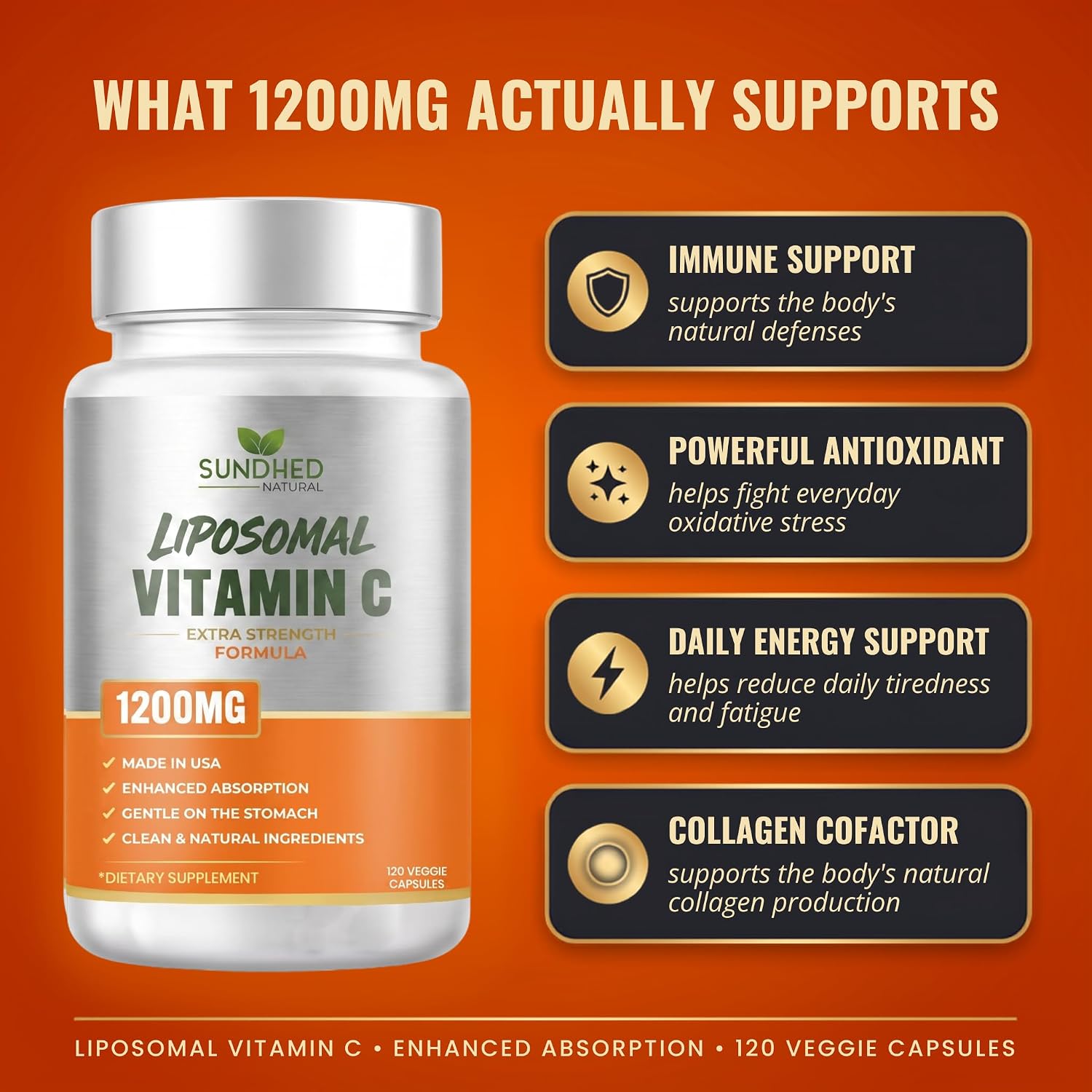 Sundhed Natural Pure Liposomal Vitamin C – 1200mg, 120 Capsules - görsel 2
