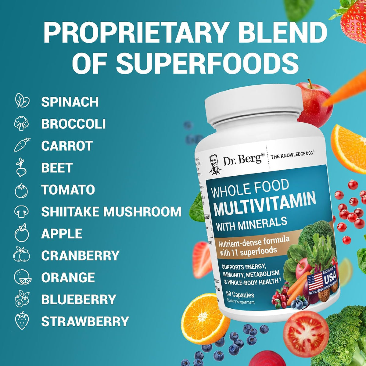 Dr. Berg Whole Food Multivitamin with Minerals, 60 Capsules - görsel 7