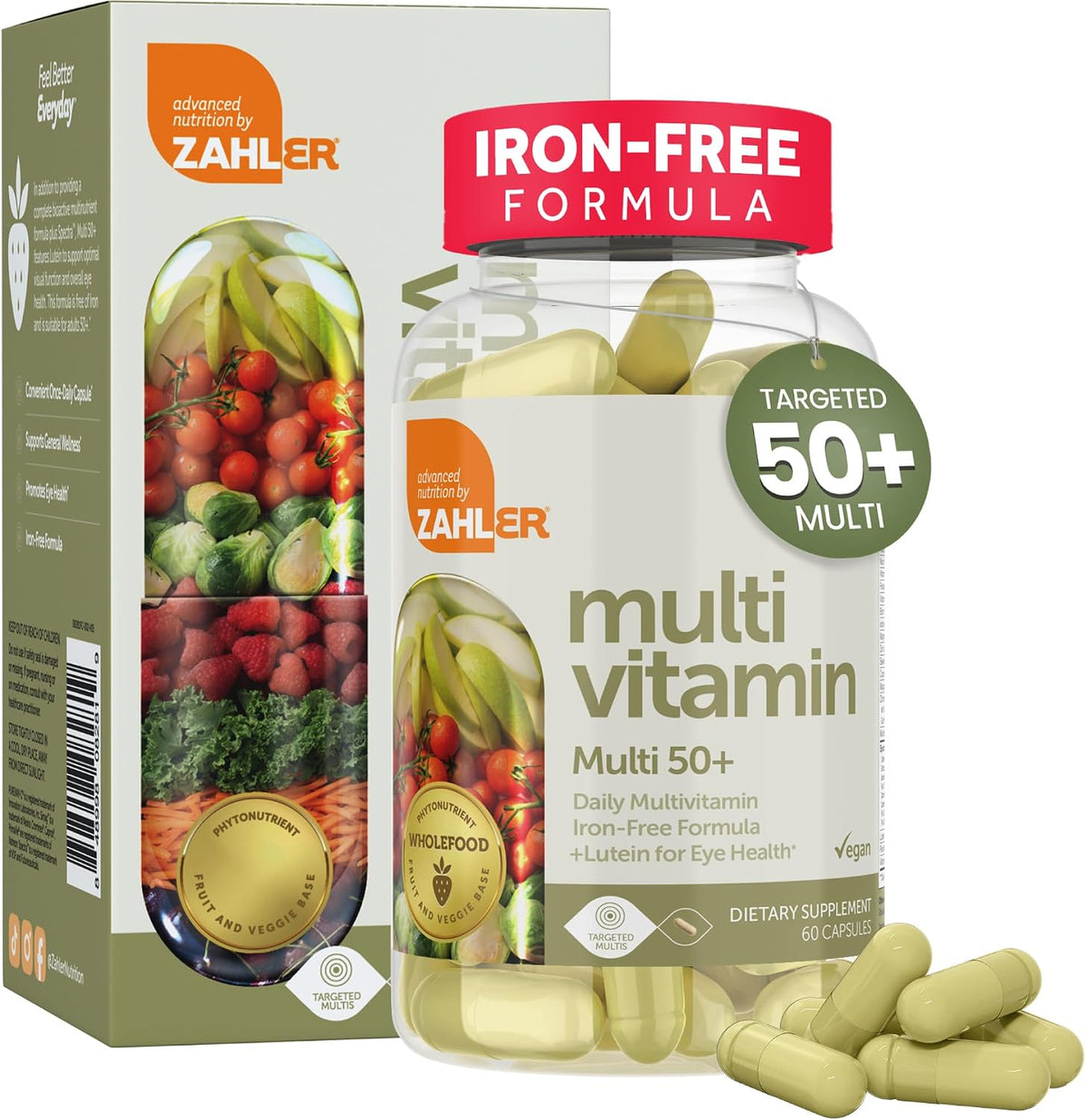 Zahler Multivitamin 50+, Iron-Free Formula + Lutein for Eye Health, 60 Capsules - görsel 1