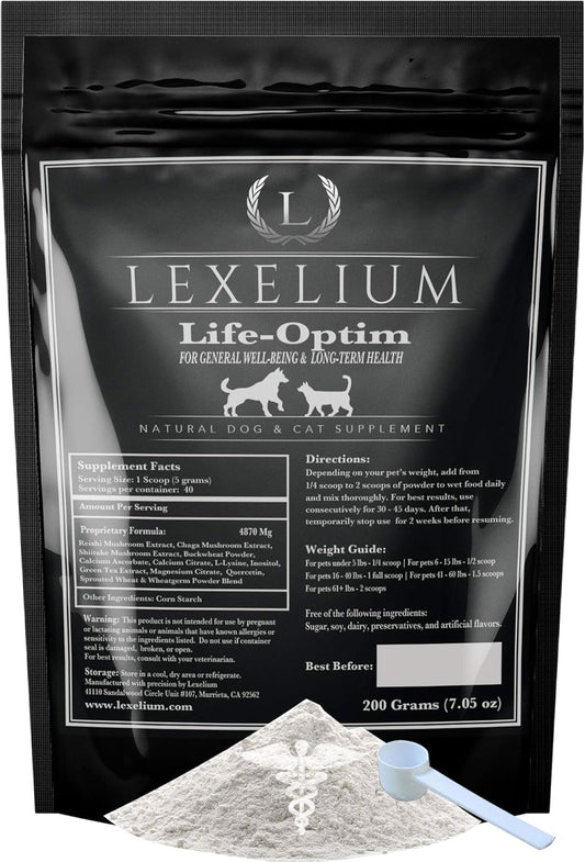 Lexelium Life-Optim Terminal Illness Support Blend for Dogs and Cats | 100% Natural Supplement Powder | 200g Bag