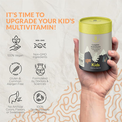 Terraseed Complete Kids Multivitamin Gummies - Omega-3-6-9, Vitamin C, Zinc, B12 - Vegan Gummies for Children 2+ (60 Gummies)