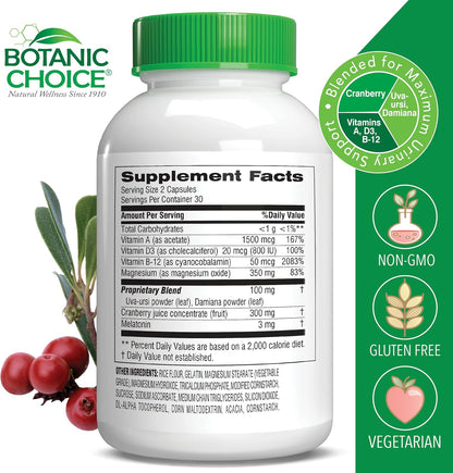 Botanic Choice Pro-Advanced Urinary Formula - Urinary Tract Health Support with Magnesium, Cranberry, Uva Ursi and Damiana - 60 Capsules