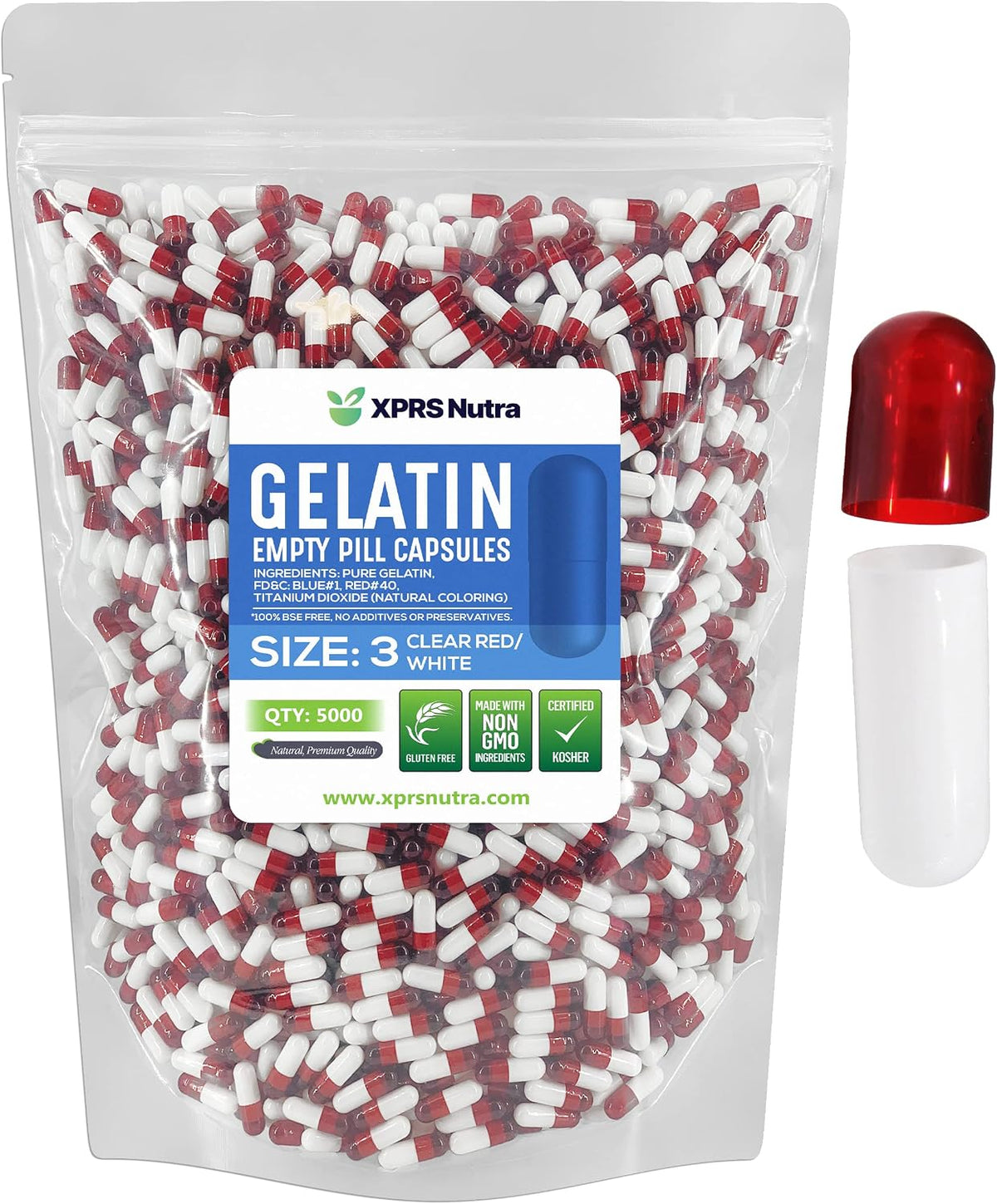 XPRS Nutra Size 3 Empty Gelatine Capsules - 500 Clear Capsules for DIY Supplement Filling - görsel 9
