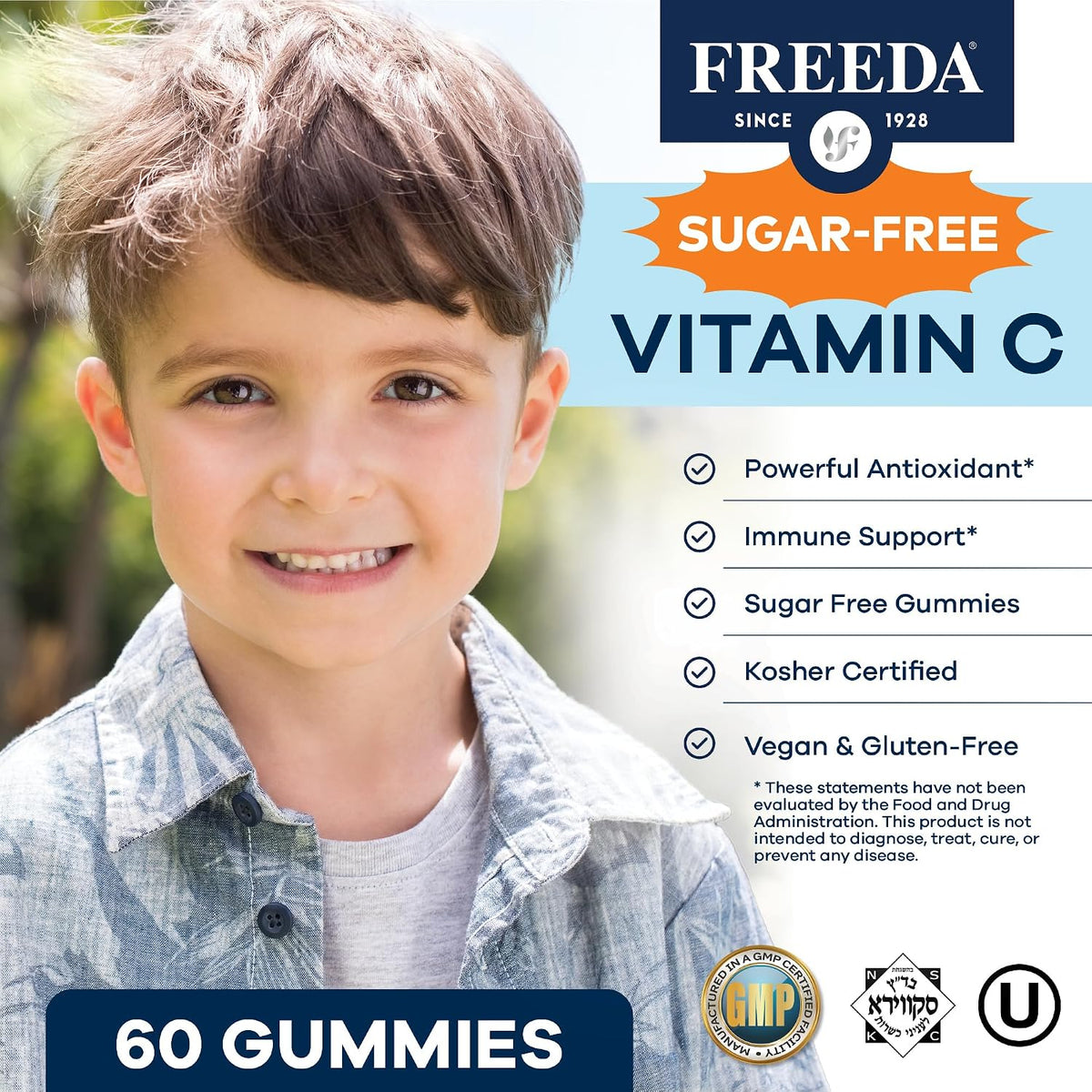 FREEDA Vitamin C Kids Gummies - Sugar Free Immune Support, Orange Flavour, 60 Count - görsel 2