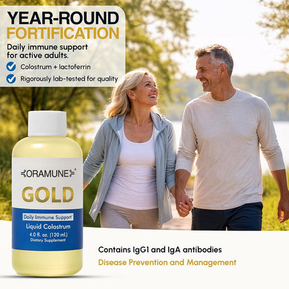 Oramune Gold Immune Support Supplement with Transfer Factor and Pure Colostrum Gold Liquid Bovine Colostrum – Rich in Lactoferrin, Insulin-Like Growth Factor-I (IGF-I) for Immune Strength – 118 ml