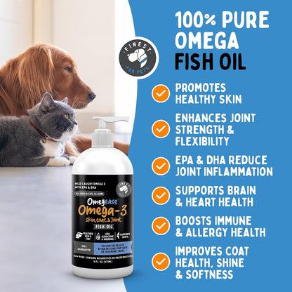 100% Pure Fish Oil for Dogs & Cats (1,545mg Omega-3 per 5ml Teaspoon) 946ml
