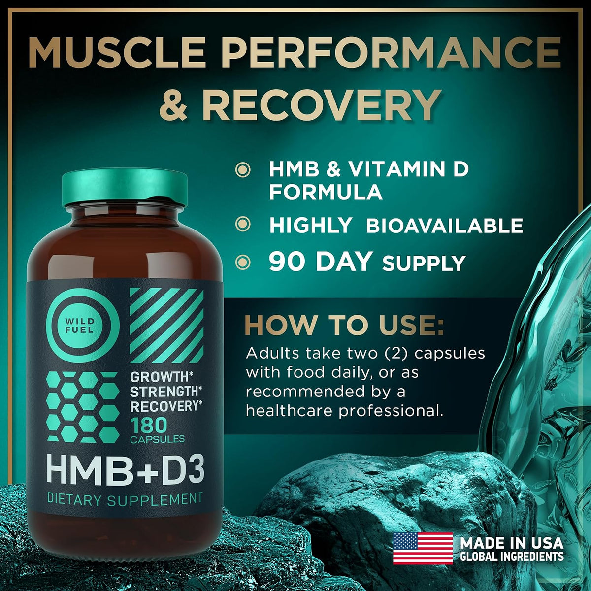 3,000mg HMB Supplement with Vitamin D3 – Muscle Growth, Strength and Rapid Workout Recovery – HMB Supplements for Men and Women – Calcium Beta-Hydroxy Beta-Methylbutyrate – 180 Capsules - görsel 5