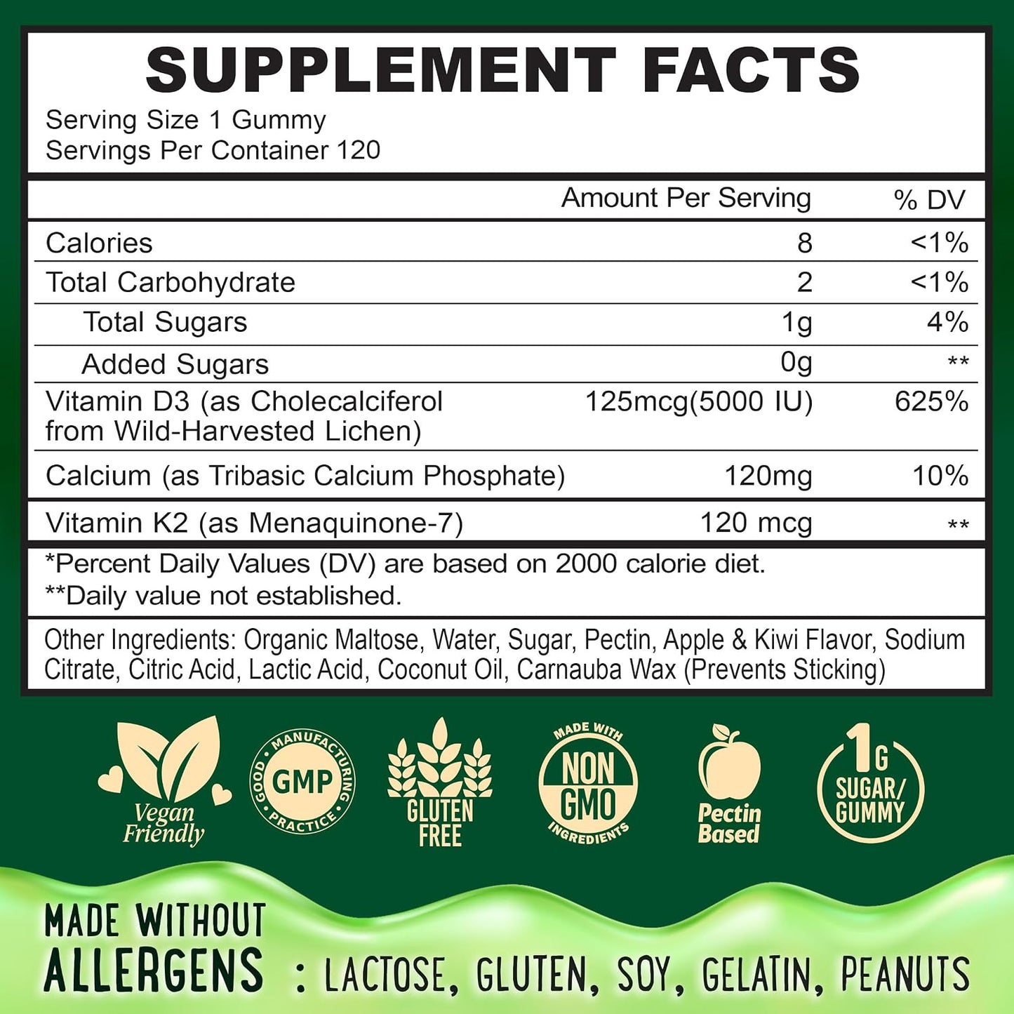 OH MY CHEWY Centre-Filled Vitamin D3 K2 & Calcium Gummies - 5000 IU D3, 120 mcg K2 (MK-7), 120 mg Calcium - Vegan & Non-GMO - 120 Count - görsel 4