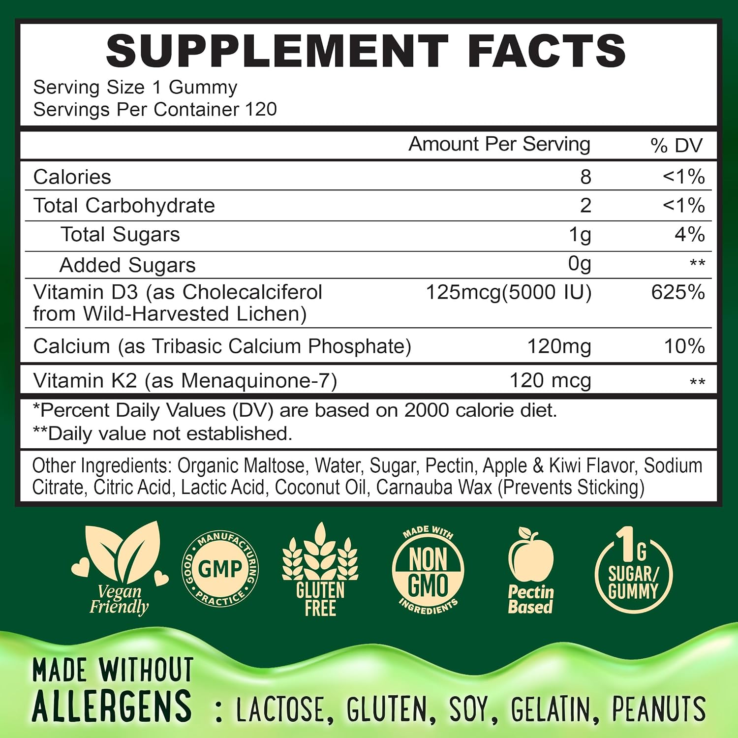 OH MY CHEWY Centre-Filled Vitamin D3 K2 & Calcium Gummies - 5000 IU D3, 120 mcg K2 (MK-7), 120 mg Calcium - Vegan & Non-GMO - 120 Count - görsel 4