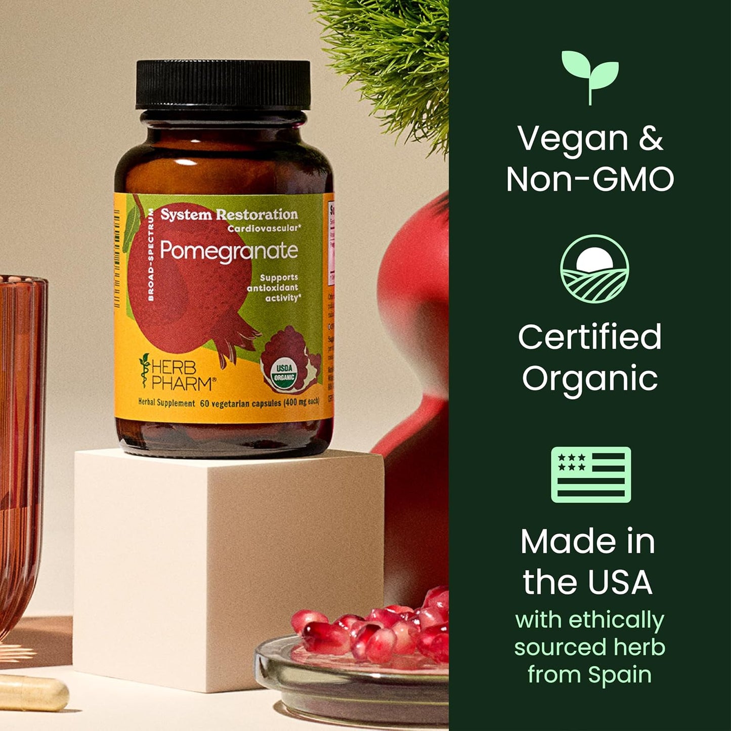 Herb Pharm Pomegranate Capsules - Organic Heart Health Support, 60 Vegan Capsules - görsel 5