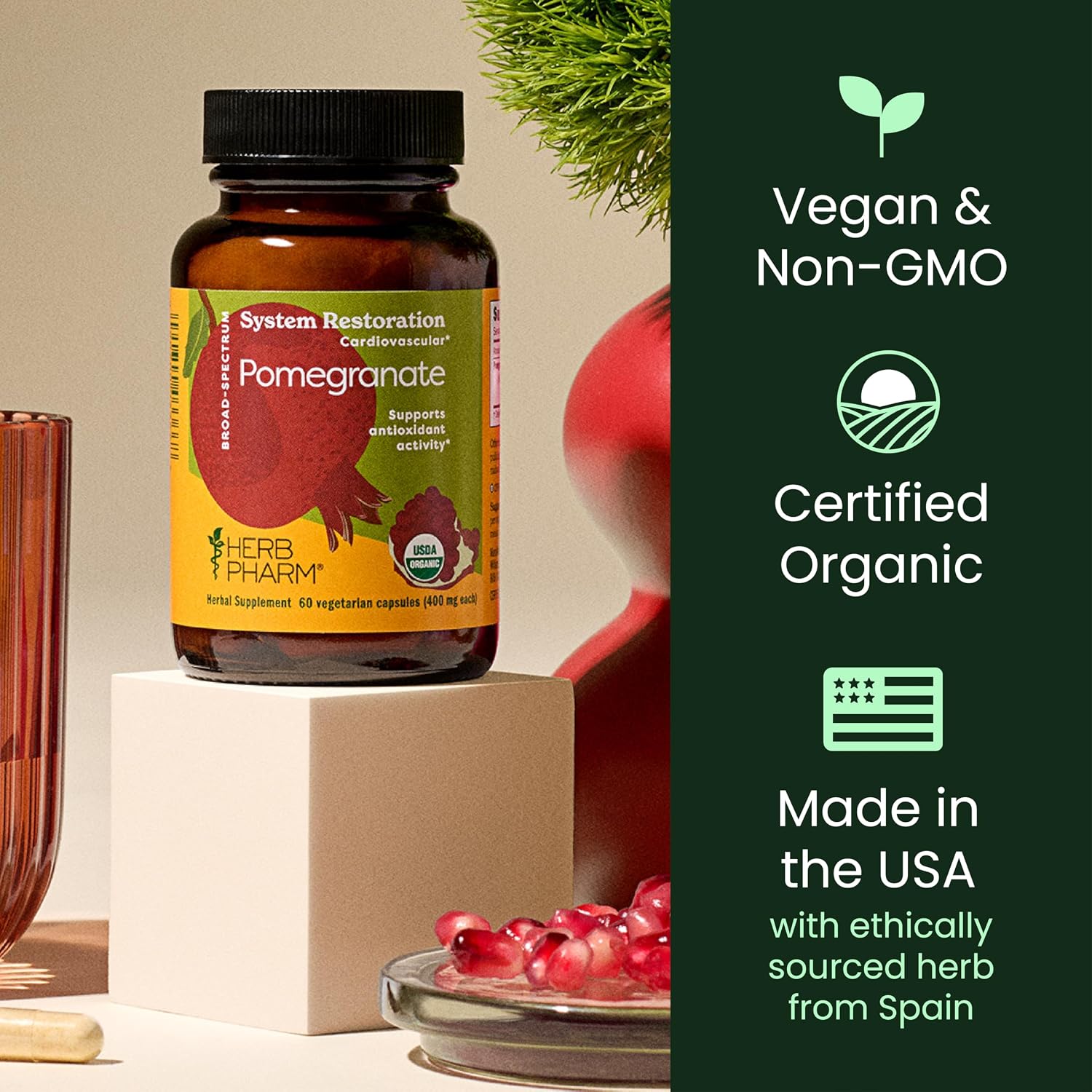 Herb Pharm Pomegranate Capsules - Organic Heart Health Support, 60 Vegan Capsules - görsel 5