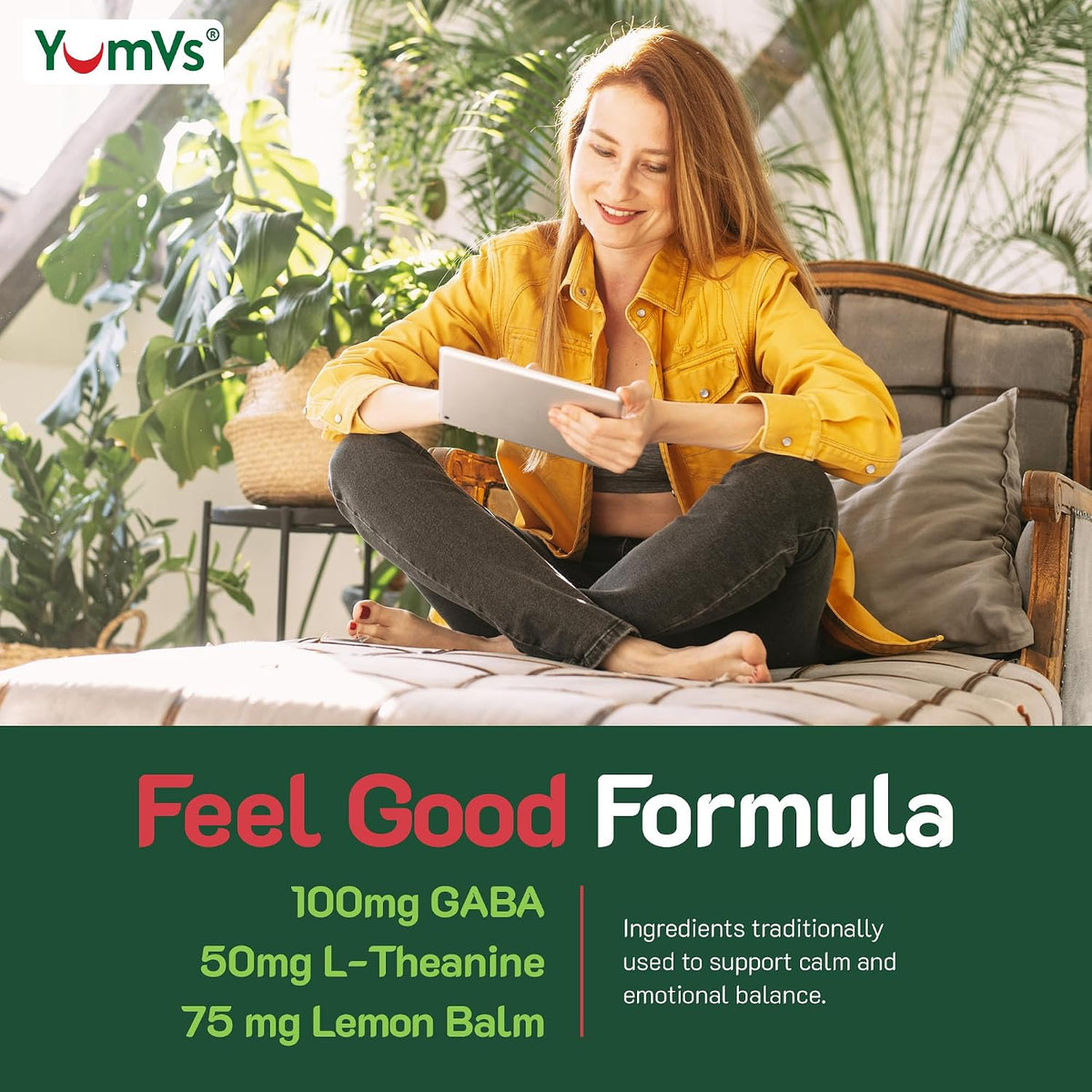 YumV's De-Stress Gummies with GABA, L-Theanine, and Lemon Balm, Mixed Berry, 42 Count - görsel 6