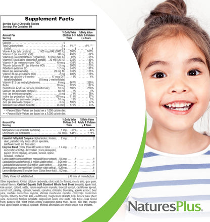 NaturesPlus Animal Parade Gold Multivitamin Children’s Chewables - Watermelon Flavour - 120 Animal-Shaped Tablets, Pack of 2