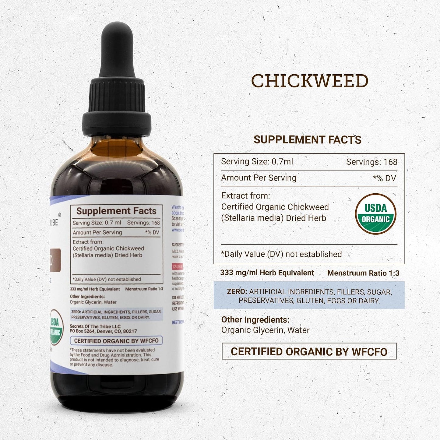 Secrets of the Tribe Chickweed Certified Organic | Alcohol-Free Extract, High-Potency Herbal Drops | Made from 100% Certified Organic Chickweed (Stellaria Media) Dried Herb (4 oz) - görsel 4