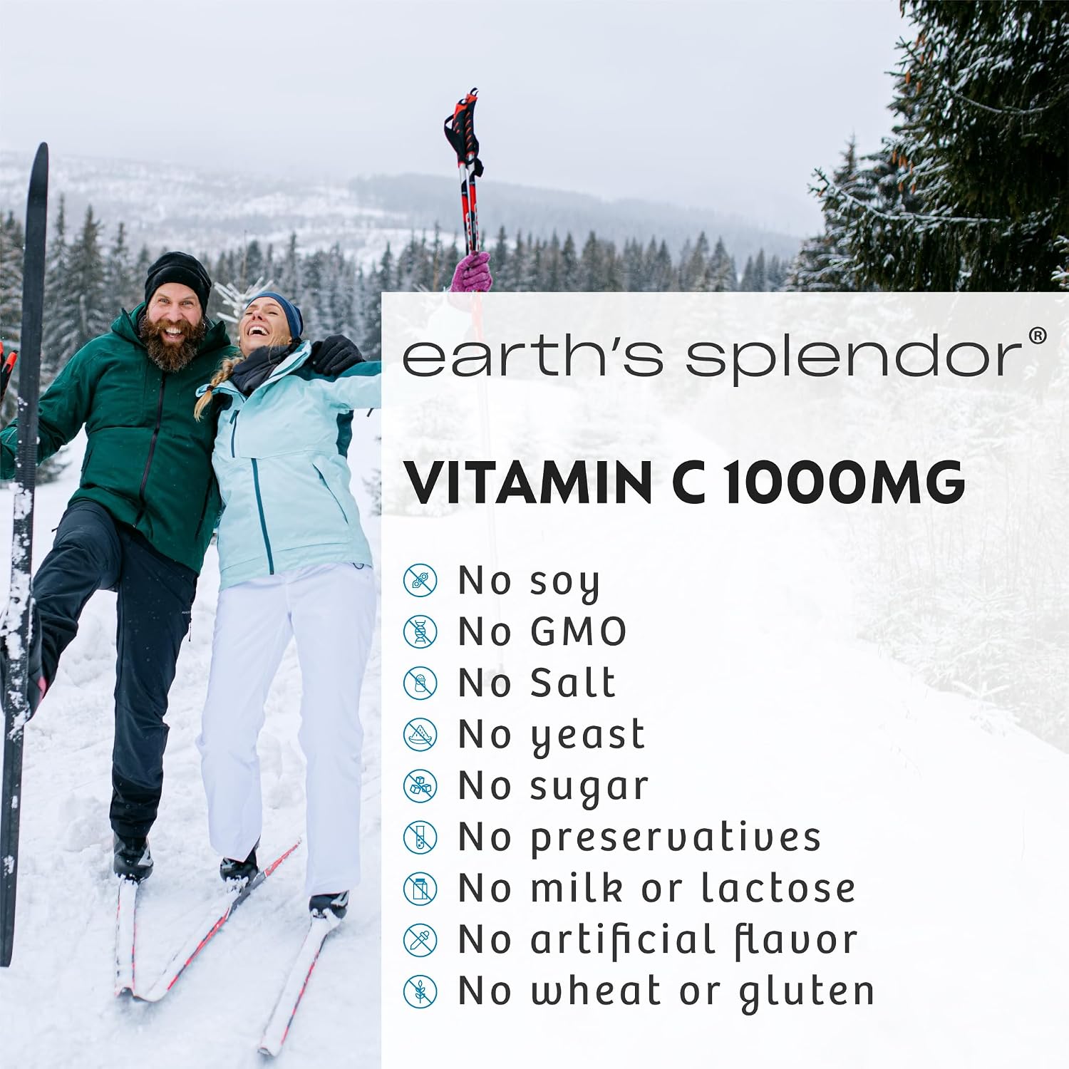 Earth's Splendor Vitamin C 1000 mg Supplement for Men & Women, Immune Support, Antioxidant Health - 2 Pack - görsel 4