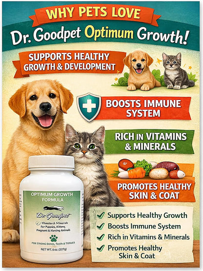 Dr. Goodpet Optimum Growth Formula – Natural Puppy & Kitten Vitamin & Mineral Supplement Powder