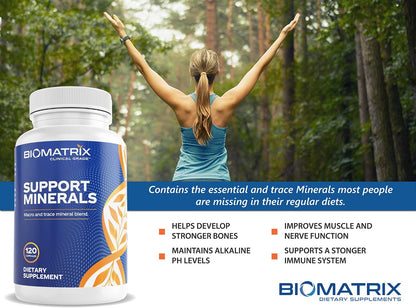 BioMatrix Chelated Mineral Supplement – Iron-Free, Calcium, Magnesium, Zinc, Vitamin D3, Copper & Iodine – Vegetarian Capsules, 30-Day Supply