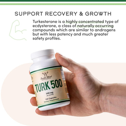 Turkesterone Supplement 500mg, 120 Capsules – Ajuga Turkestanica Extract (10% Turkesterone) for Men's Health Support by Double Wood