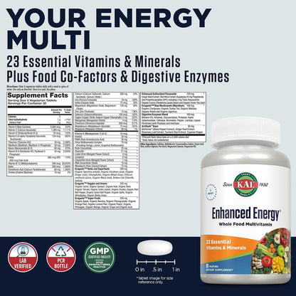 Kal Enhanced Energy - Multivitamin with Green Foods and ActiSorb - 90 Tablets