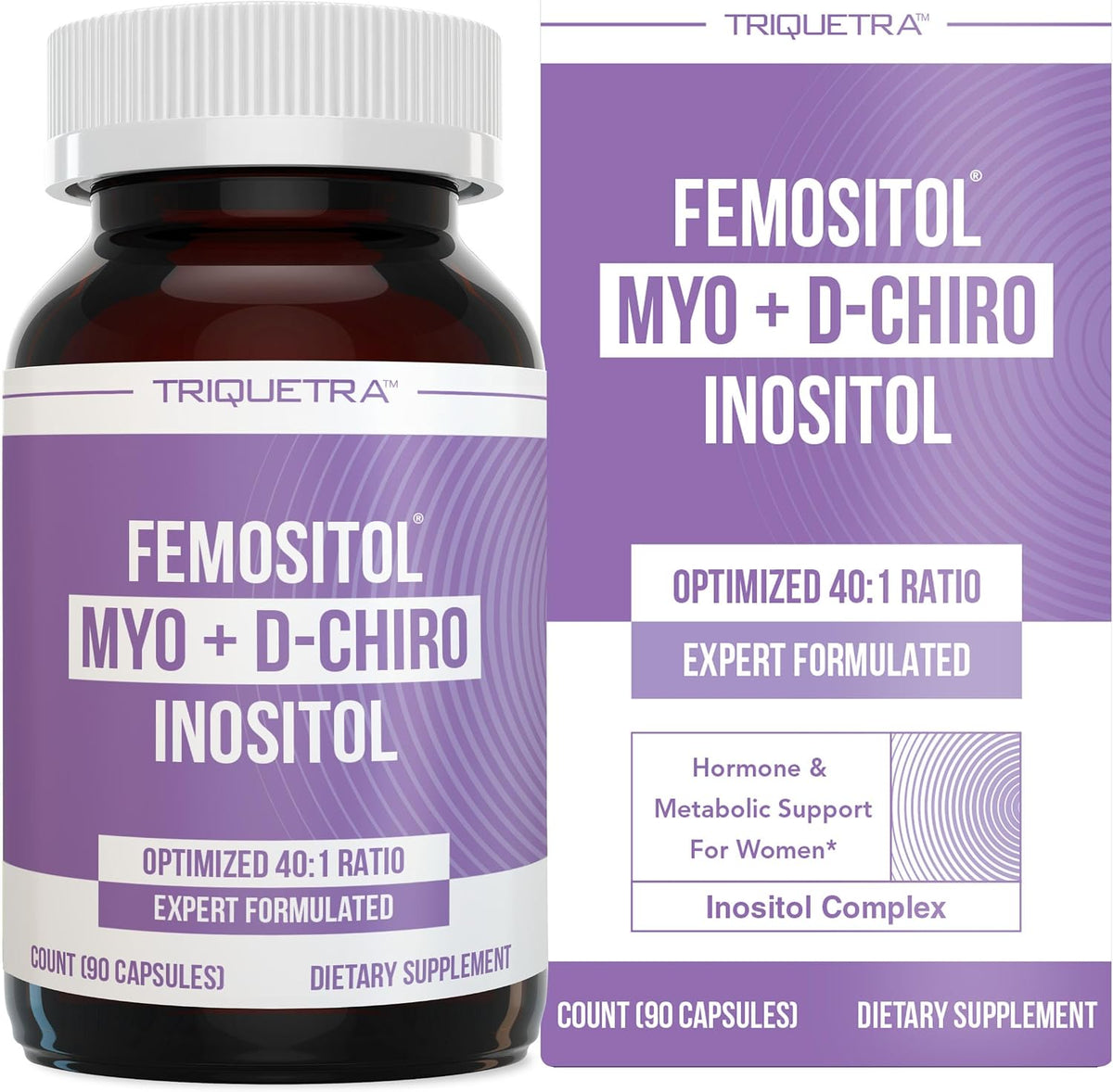 Femositol® Myo-Inositol & D-Chiro Inositol Complex Food Supplement – Clinically Validated 40:1 Ratio (Vitamin B8) | Contributes to Normal Fertility and Hormonal Balance (90 Capsules – 30 Servings) - görsel 1