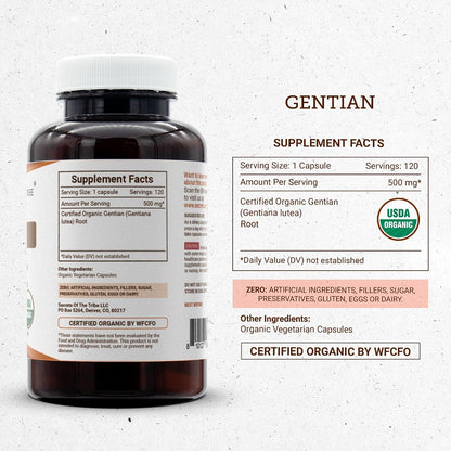 Secrets of the Tribe Gentian Organic Capsules (120 Capsules)