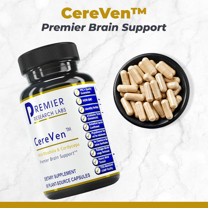 Premier Research Labs CereVen - Herbal Supplement with Rhodiola Rosea for Adaptogenic Support - 60 Vegetarian Capsules