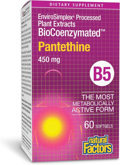 Natural Factors BioCoenzymated Pantethine – B Vitamin Support for Energy and Vitality – 60 Softgels