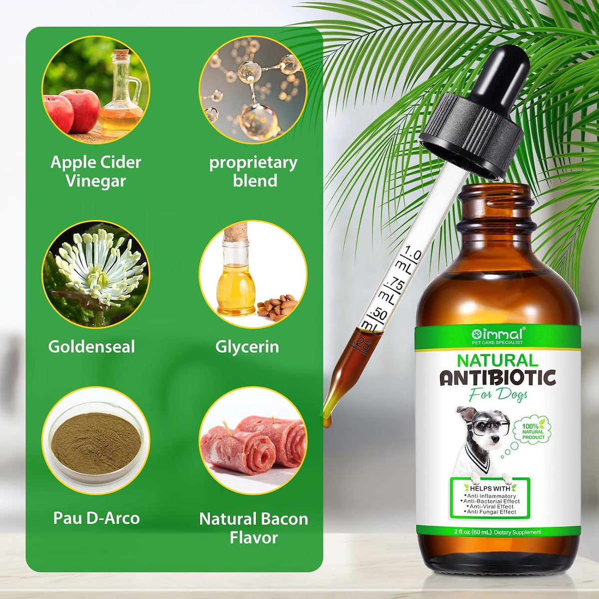 ALIVO Natural Dog Antibiotic Support – Allergy & Itch Relief, Bacon Flavour (60ml) - görsel 2