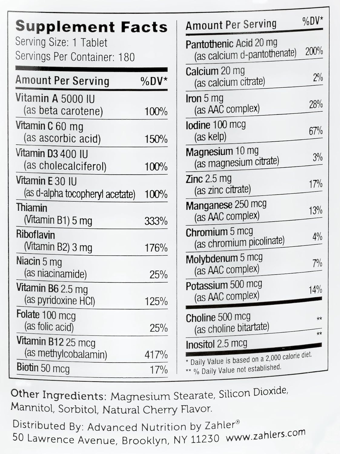 Zahler Junior Multi™ – Complete Once-Daily Multi-Vitamin for Children, Natural Cherry, 180 Chewable Tablets - görsel 5