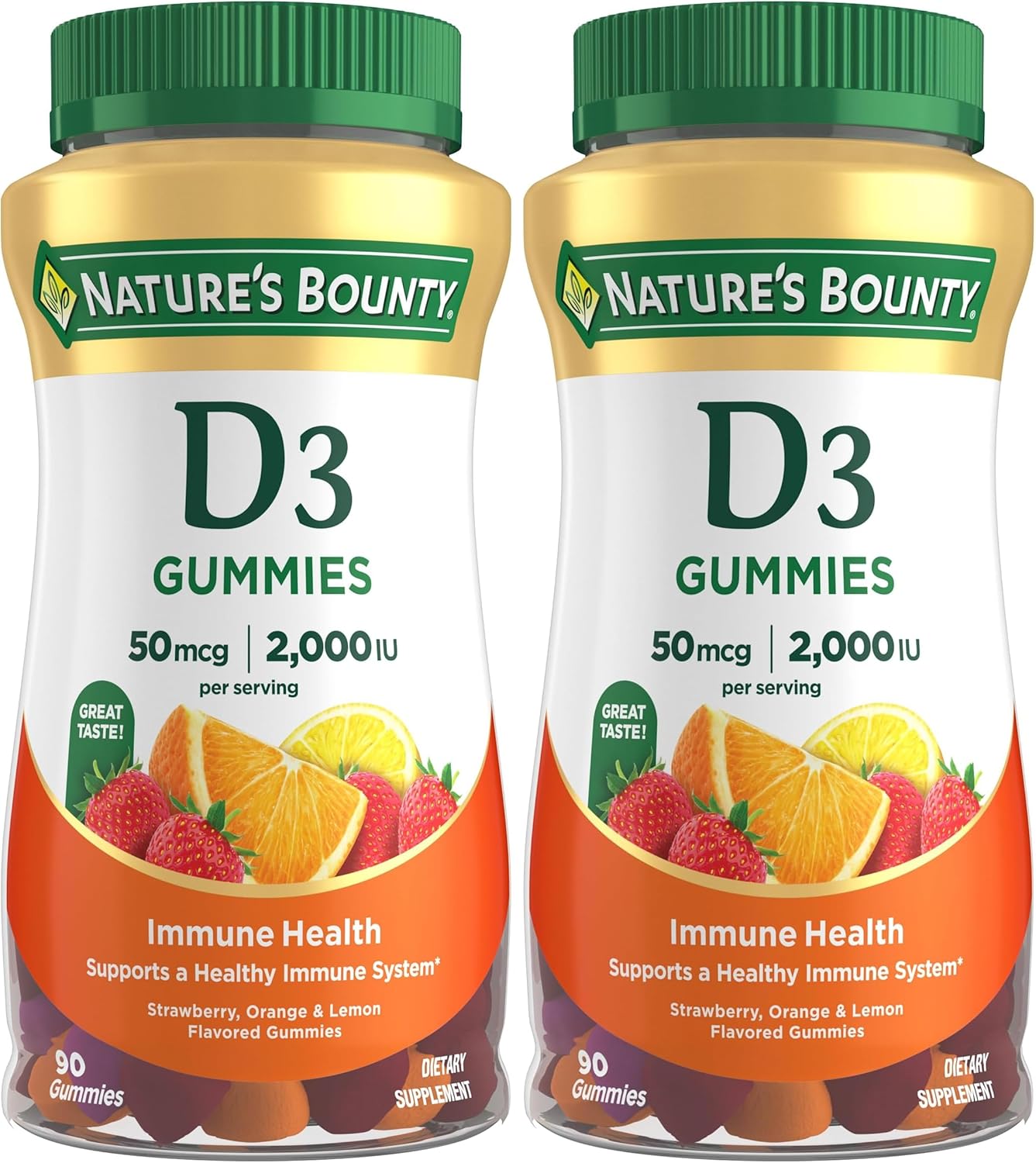 Nature's Bounty Vitamin D3 Gummies, 2000 IU, Mixed Fruit Flavour, 90 Gummies - görsel 7