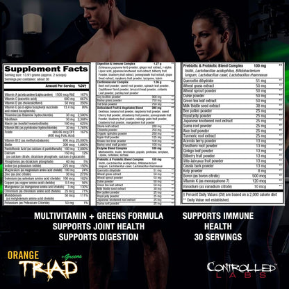 Controlled Labs Orange Triad Plus Greens - Multivitamin and Greens Powder, 30 Servings