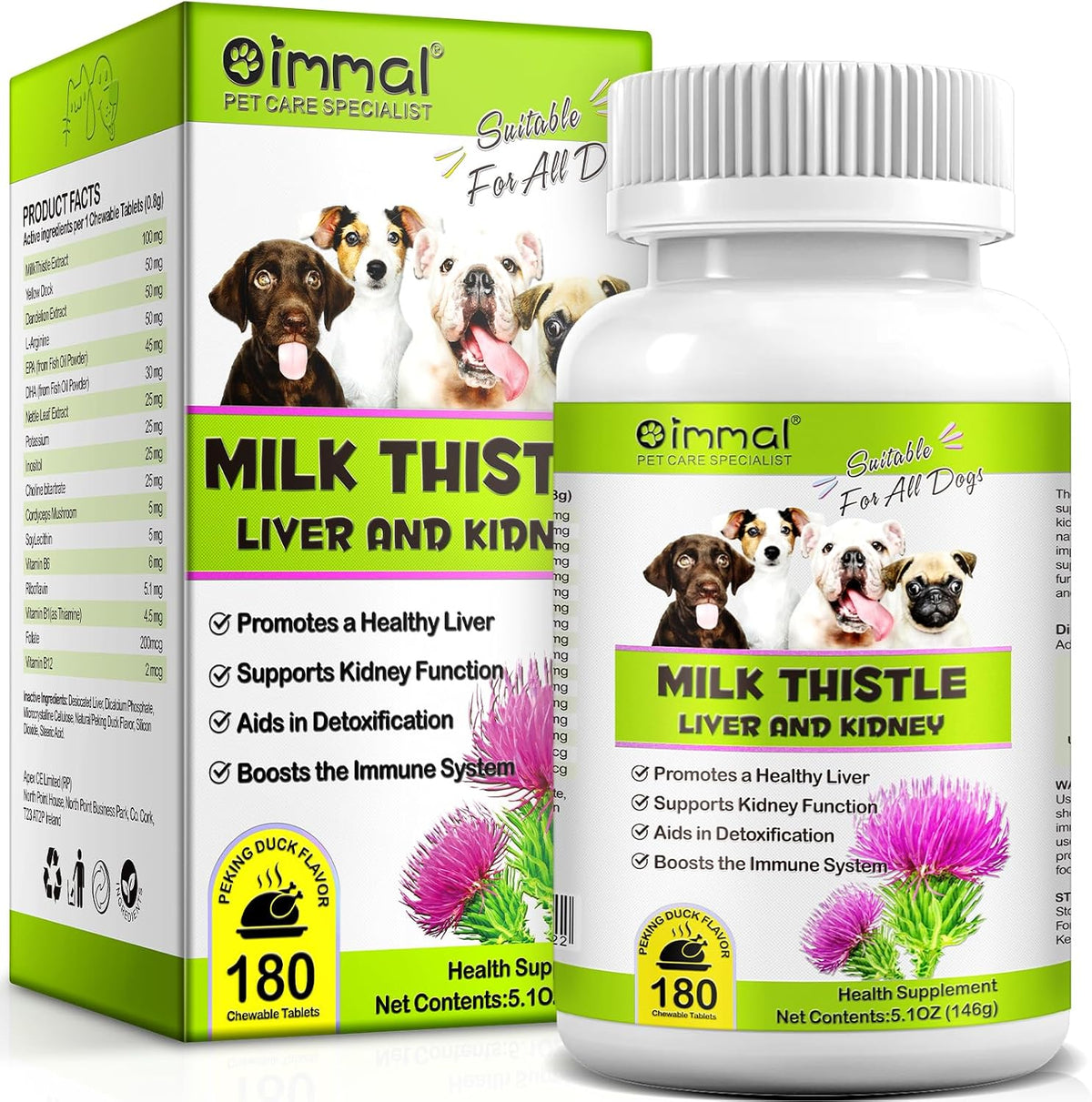 ALIVO Milk Thistle for Dogs - 180 Chewable Tablets - görsel 1