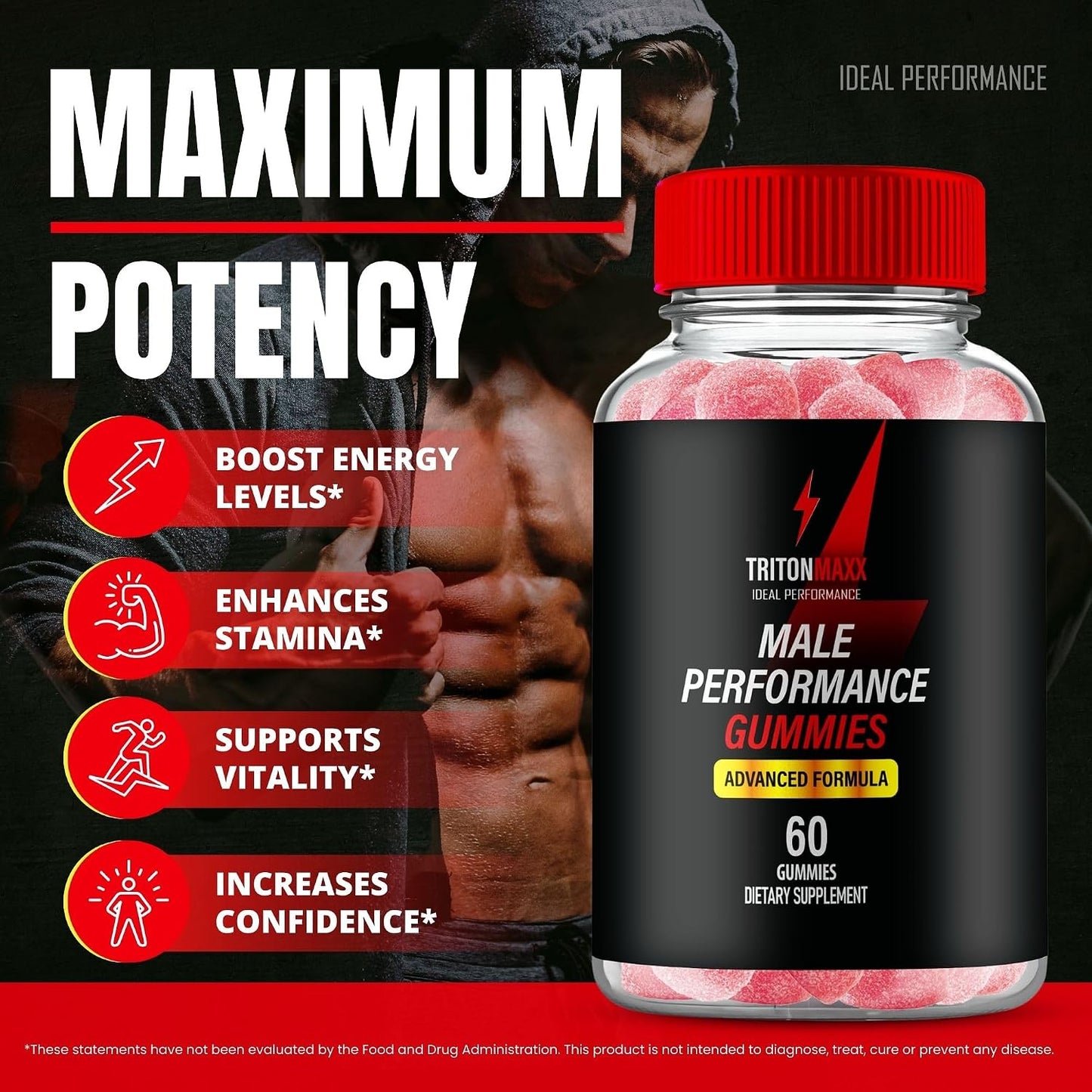 TritonMaxx Gummies, Official Triton Maxx Gummies for Men - Maximum Strength Performance, All Natural Support for Overall Health and Wellness, TritonMaxx Advanced Formula Support Gummy (1 Pack) - görsel 4