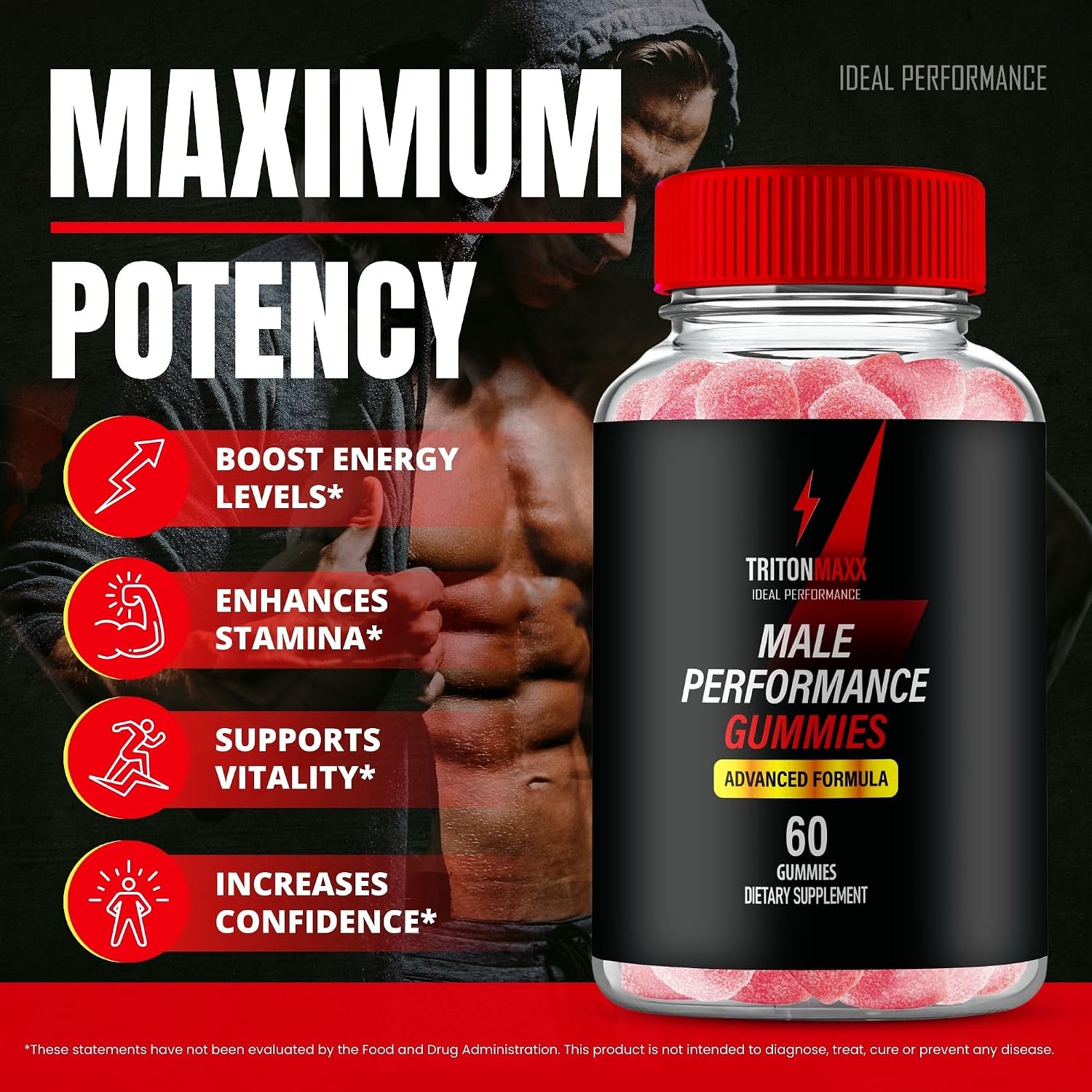 TritonMaxx Gummies, Official Triton Maxx Gummies for Men - Maximum Strength Performance, All Natural Support for Overall Health and Wellness, TritonMaxx Advanced Formula Support Gummy (1 Pack) - görsel 4