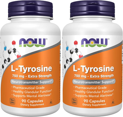 NOW Supplements, L-Tyrosine 750 mg, 90 Vegetable Capsules