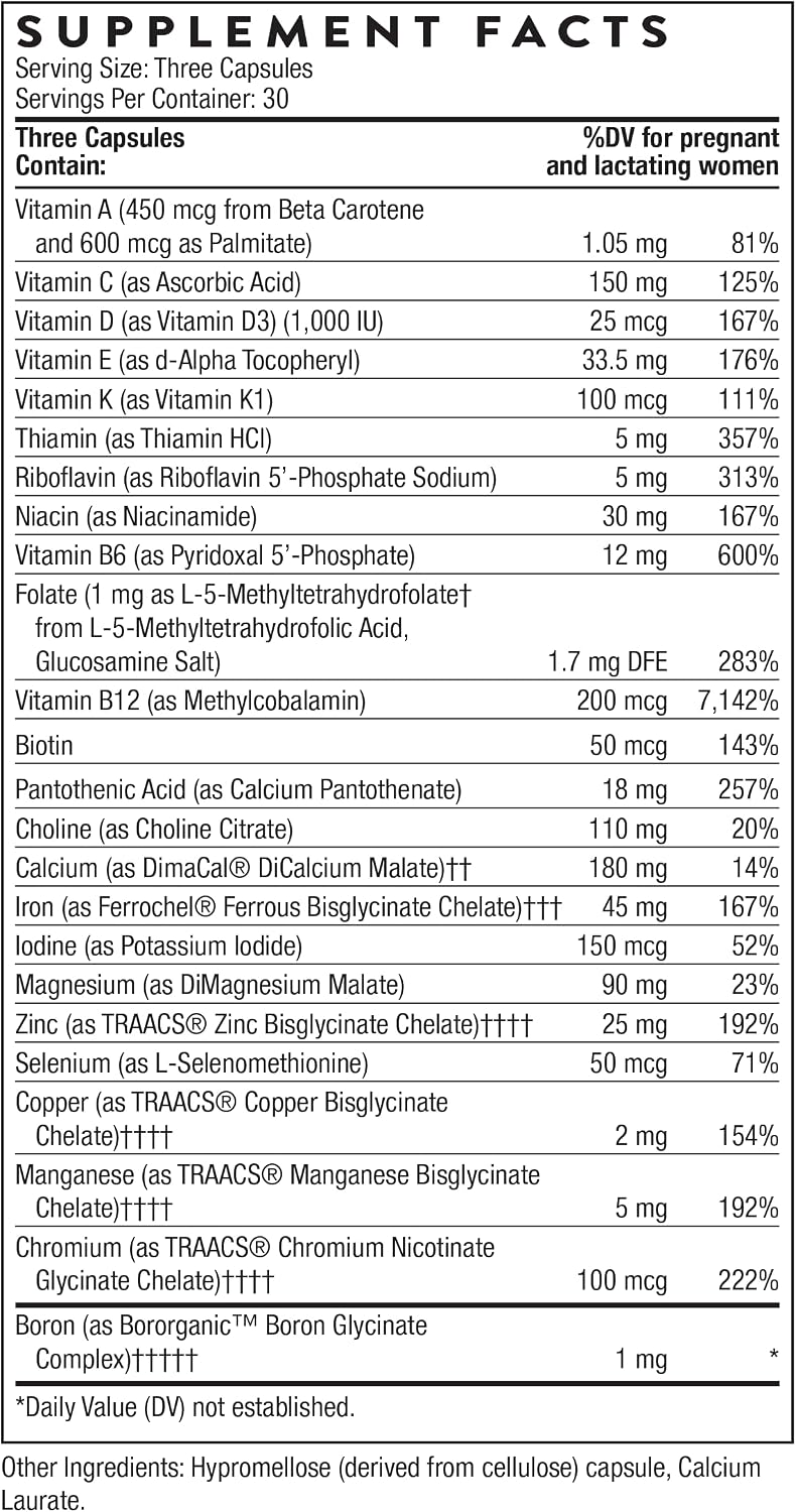 THORNE Basic Prenatal – Active Folate & Choline Antenatal Supplement for Pregnant and Nursing Women - görsel 2
