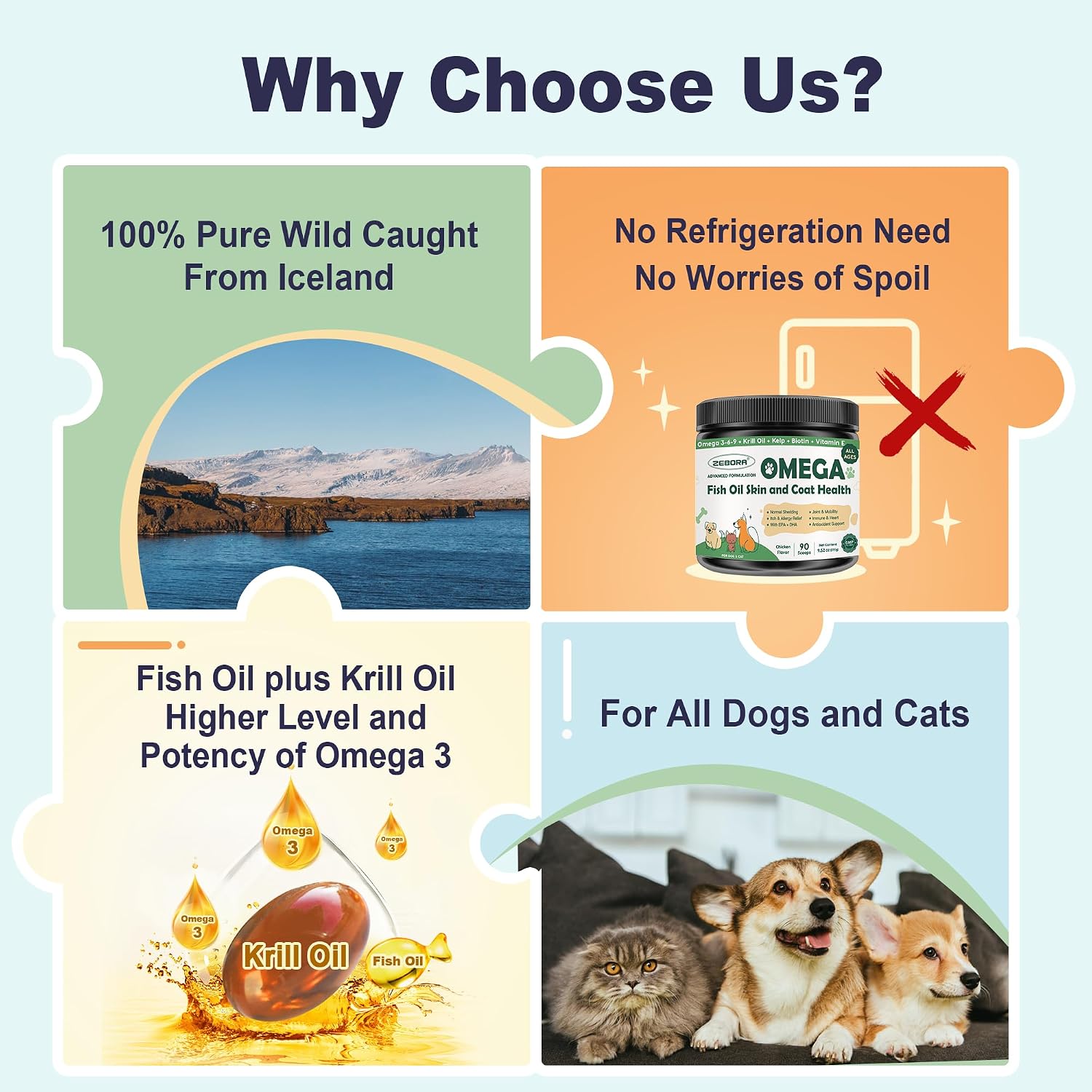 Omega-3 Fish Oil Powder for Dogs – Wild Caught with EPA, DHA, Krill Oil & Kelp - görsel 6