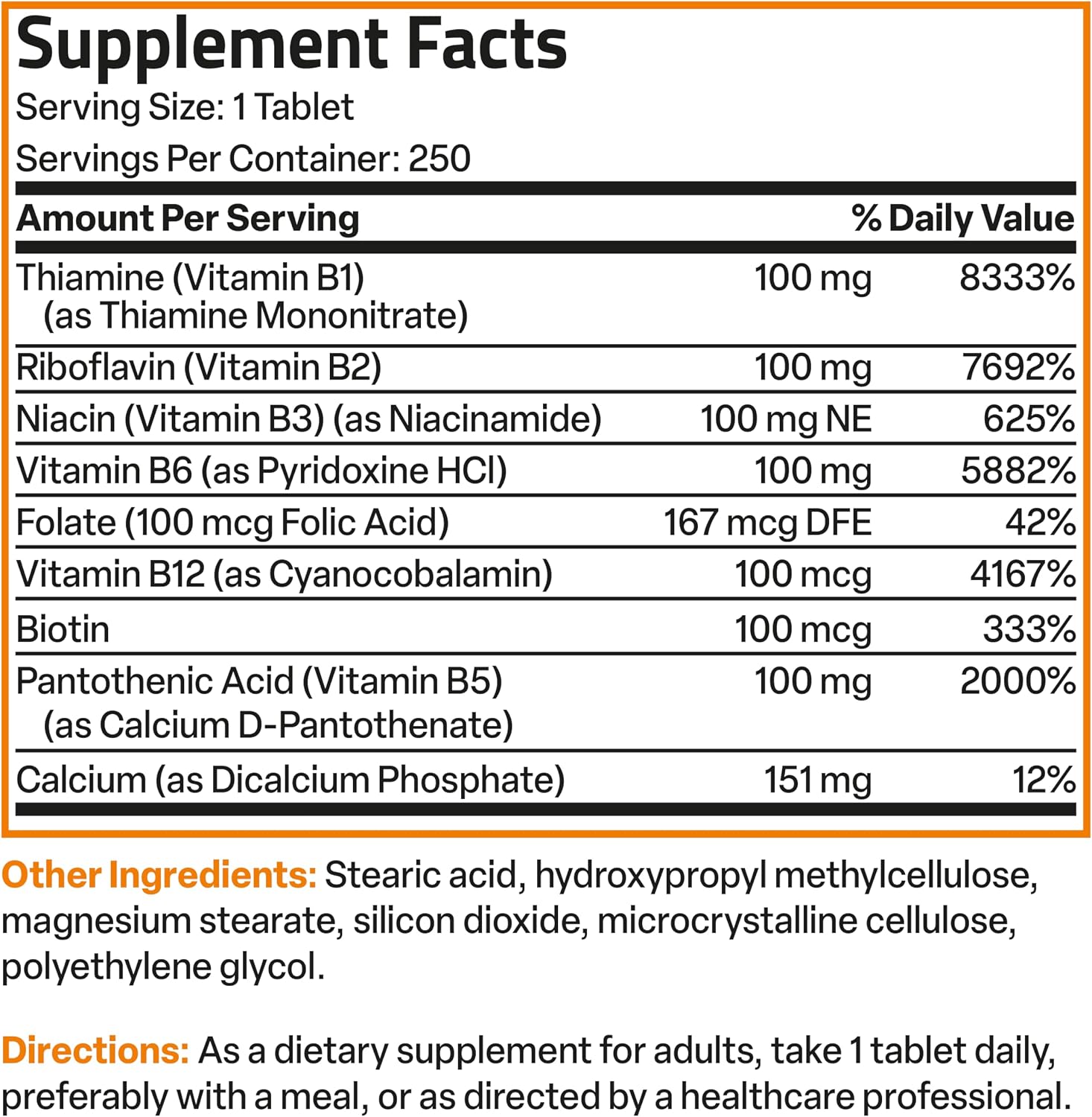 Bronson Super B 100 Vitamin B Complex Sustained Release - 250 Tablets - görsel 8