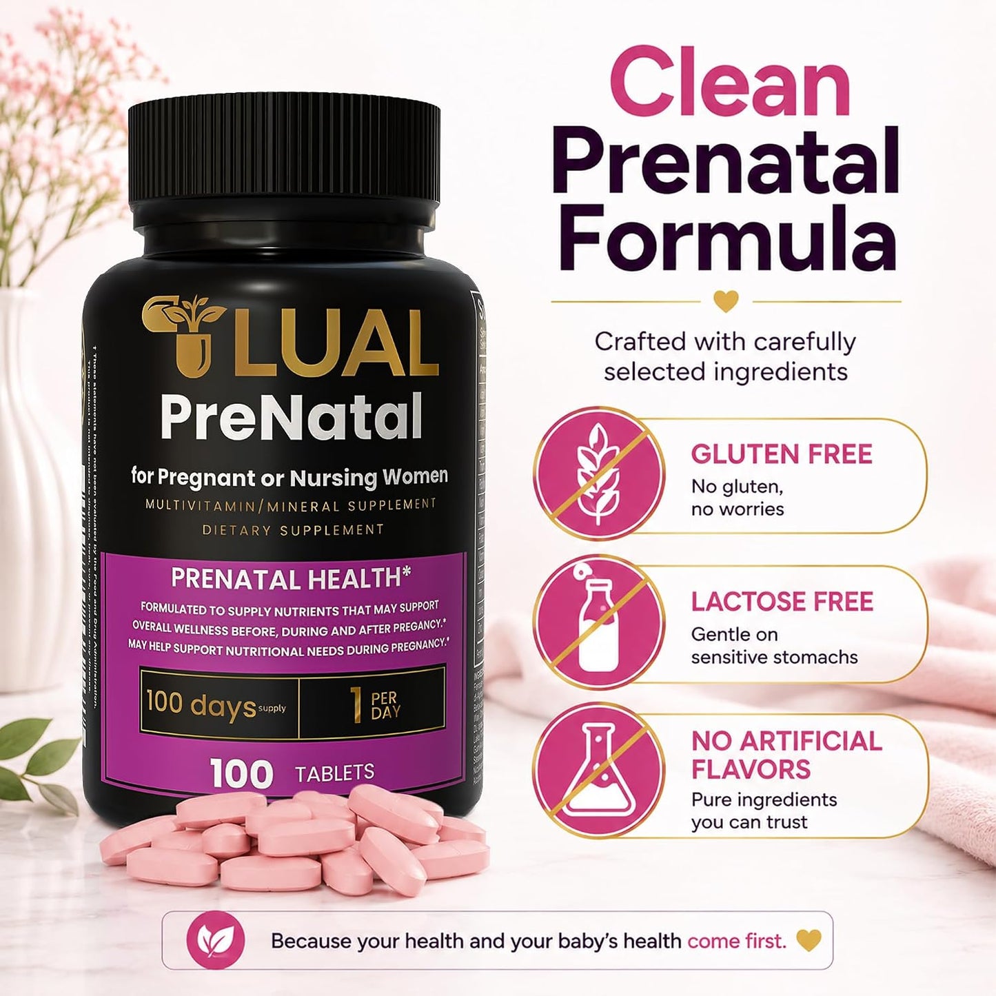 LUAL Prenatal Multivitamin with Folic Acid & Iron | 100 Tablets - görsel 9